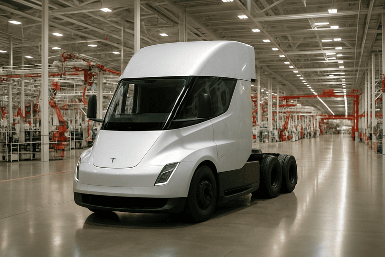 Tesla Semi: megkezdődött az elektromos kamion tömeggyártása